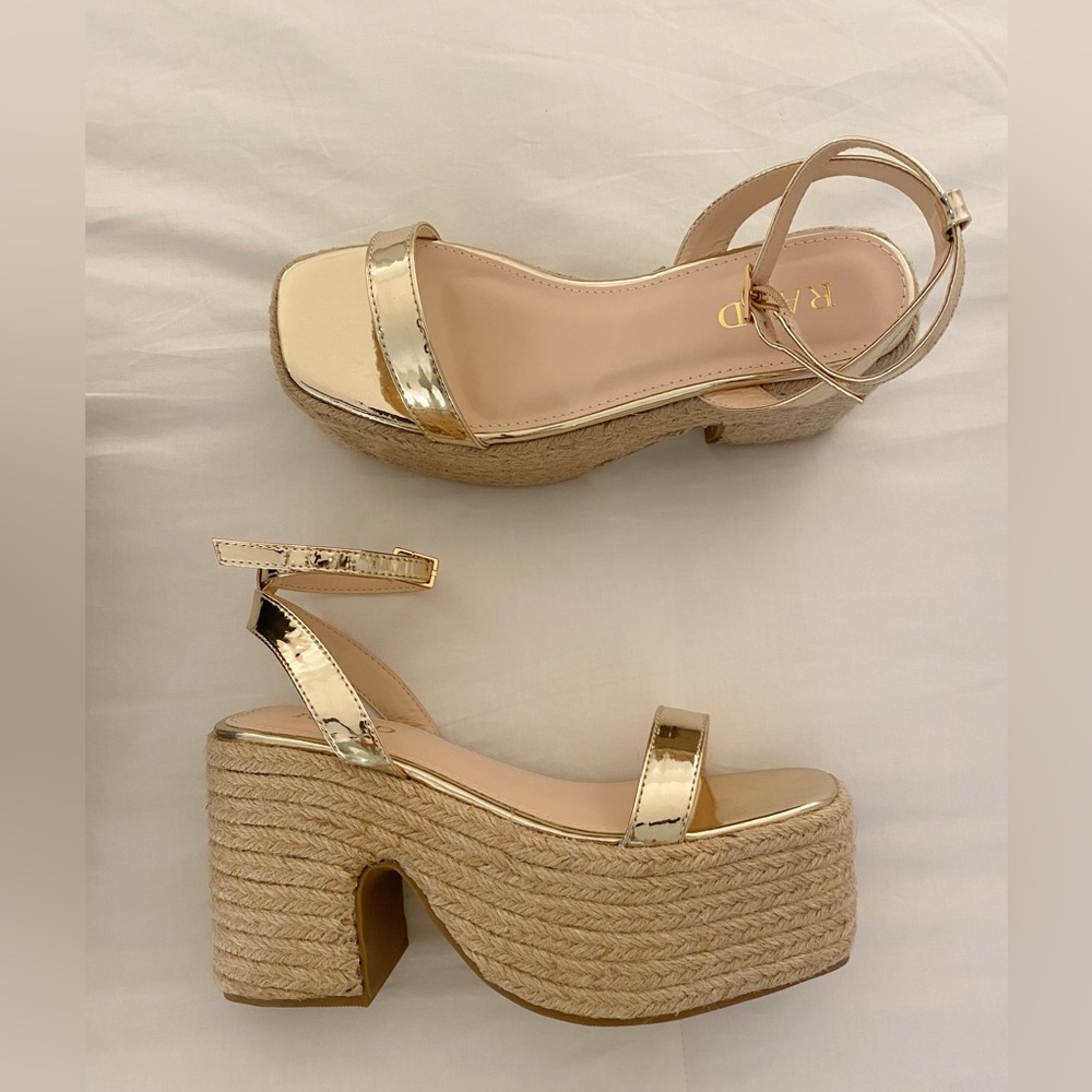 ASOS Raid Remington platform espadrilles in gold